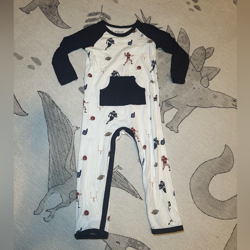 Kyte BABY Football Print longall romper